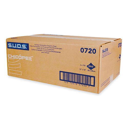 Chicopee S.U.D.S. Single Use Dispensing System Towels For Quat, 10 x 12, 110/Roll, 6 Rolls/Carton