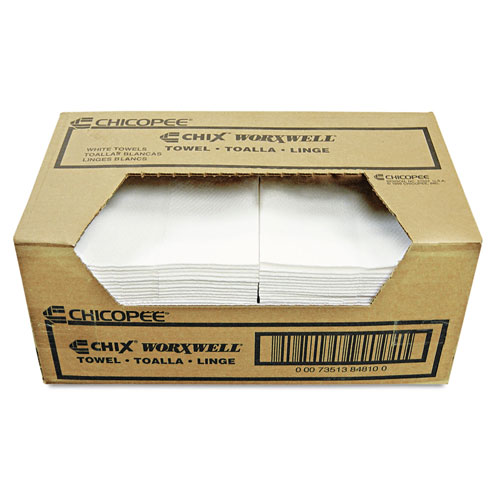 Chicopee Durawipe Shop Towels, 13 x 15, Z Fold, White, 100/Carton