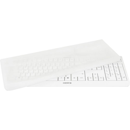 Cherry Keyboard, w/ Cover, Wired, 18-1/5"Wx6-9/10"Lx3/4"H, White
