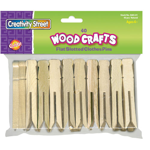 Chenille Kraft Flat Wood Slotted Clothespins