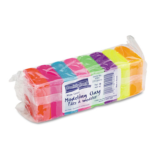 Creativity Street Modeling Clay Assortment, 27.5 g of Each Color, Assorted Neon, 220 g