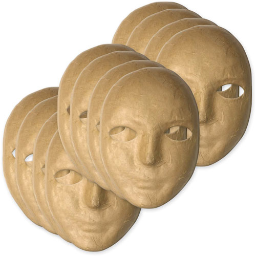 Chenille Kraft Paper Mache Masks, Beige