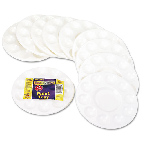 Creativity Street Round Plastic Paint Trays for Classroom, White, 10/Pack
