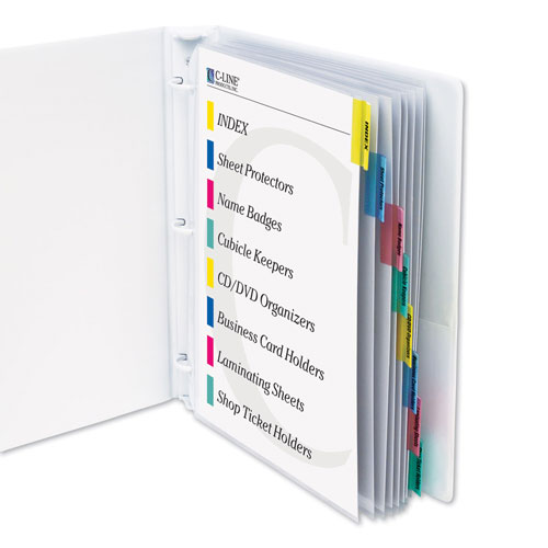 C-Line Sheet Protectors with Index Tabs, Assorted Color Tabs, 2", 11 x 8 1/2, 8/ST