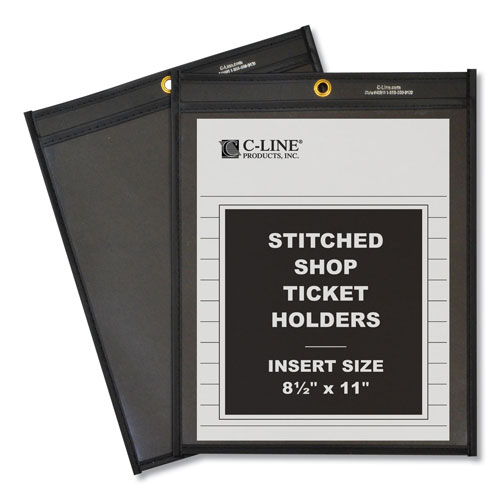 C-Line Shop Ticket Holders, Stitched, One Side Clear, 50 Sheets, 8 1/2 x 11, 25/Box
