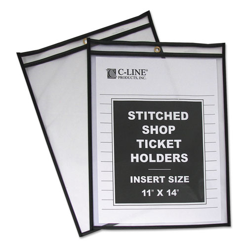C-Line Shop Ticket Holders, Stitched, Both Sides Clear, 75 Sheets, 11 x 14, 25/Box