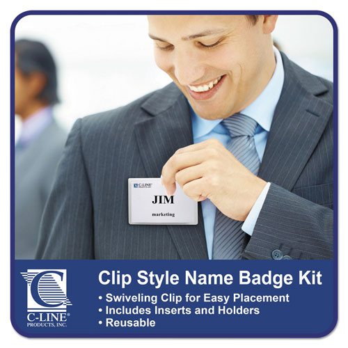 C-Line Name Badge Kits, Top Load, 4 x 3, Clear, 50/Box
