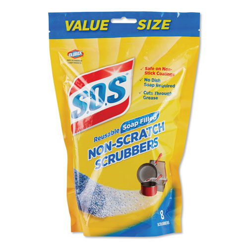 S.O.S. Non-Scratch Soap Scrubbers, Blue, 8/Pack, 6 Packs/Carton