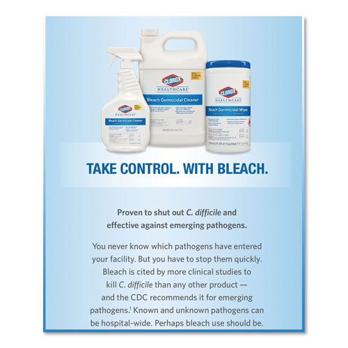 Clorox Bleach Germicidal Wipes, 6 x 5, Unscented, 150/Canister, 6 Canisters/Carton