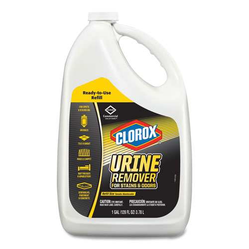 Clorox Urine Remover for Stains and Odors, 128 oz Refill Bottle, 4/Carton