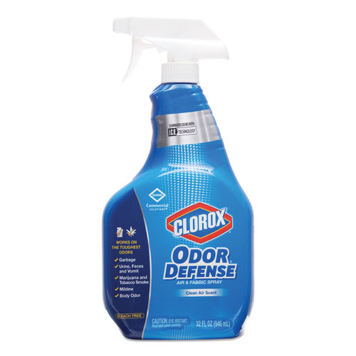Clorox Commercial Solutions Odor Defense Air/Fabric Spray, Clean Air, 32 oz Bottle, 9/Carton