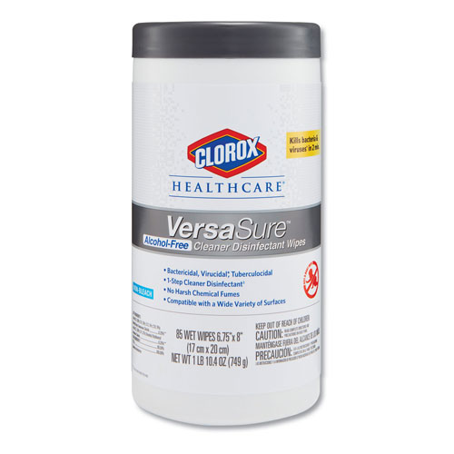 Clorox VersaSure Cleaner Disinfectant Wipes, 1-Ply, 6.75