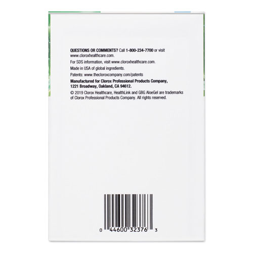 Clorox GBG AloeGel Instant Hand Sanitizer, 800 mL Bag-in-a-Box, 12/Carton