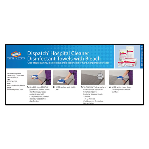 Clorox Dispatch Cleaner Disinfectant Towels, 6 3/4 x 8, 150/Can, 8 Canisters/Carton