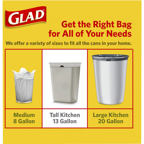 Glad ForceFlex Tall Kitchen Drawstring Trash Bags - 13 gal - 24