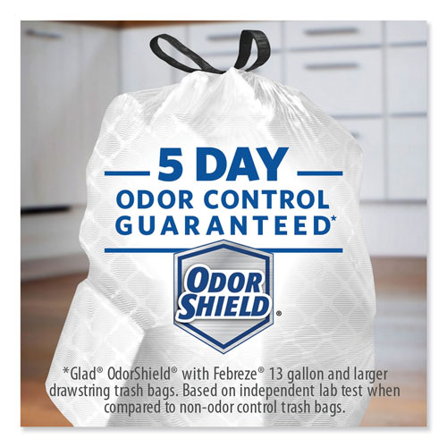 OdorShield Tall Kitchen Drawstring Bags, 13 gal, 0.95 mil, 24 x