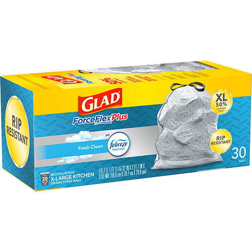 Glad Blue Recycling Large Trash Bags, 30 Gallon, 28 Bags 
