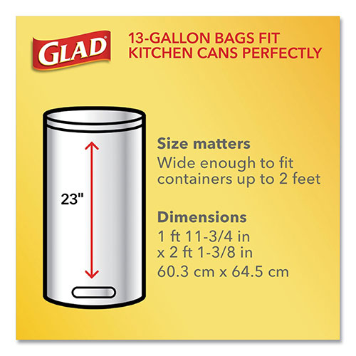 Glad Tall Kitchen Drawstring Trash Bags, 13 gal, 0.72 mil, 23.75