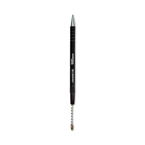 Controltek Antimicrobial Counter Chain Pen, Medium, 1 mm, Black Ink, Black
