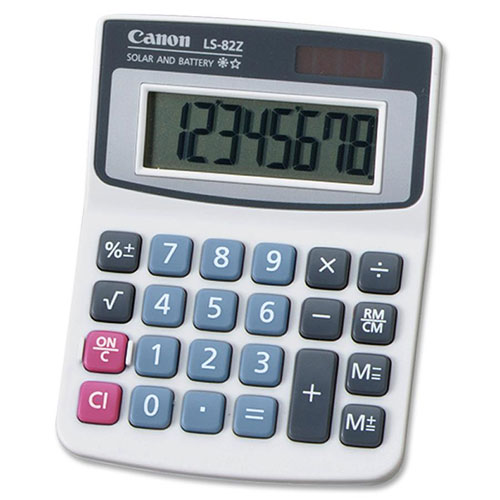 Canon LS82Z Minidesk Calculator, Battery/Solar Powered, 8 Digit LCD Display