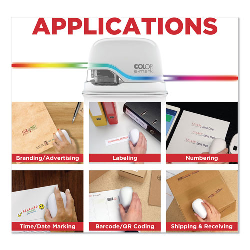 Consolidated Stamp Digital Marking Device, Customizable Size and Message with Images, White