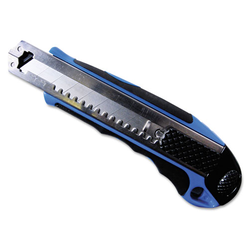 Consolidated Stamp Heavy-Duty Snap Blade Utility Knife, Four 8-Point Blades, Retractable, Blue
