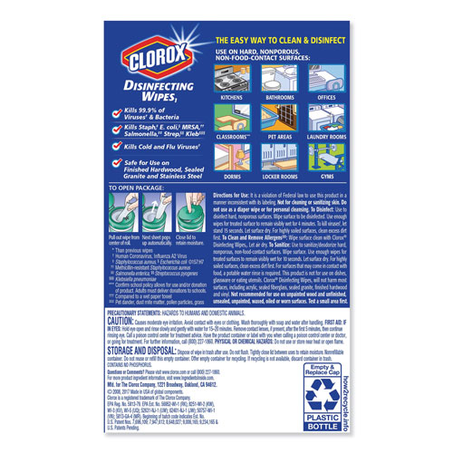 Clorox Disinfecting Wipes, 7 x 8, Fresh Scent, 35/Canister