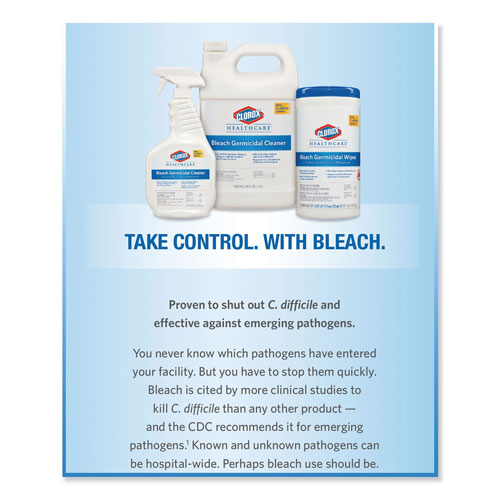 Clorox Bleach Germicidal Wipes, 6 x 5, Unscented, 150/Canister