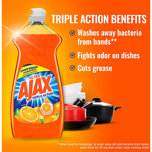 Ajax Triple Action Dish Soap - Liquid - 52 fl oz (1.6 quart) - Orange Scent - 1 Each - Orange