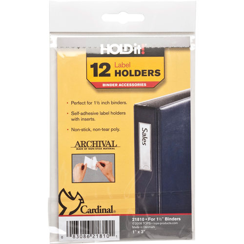 Cardinal Label Holder, 1'' x 3'', 12/Pack, Clear