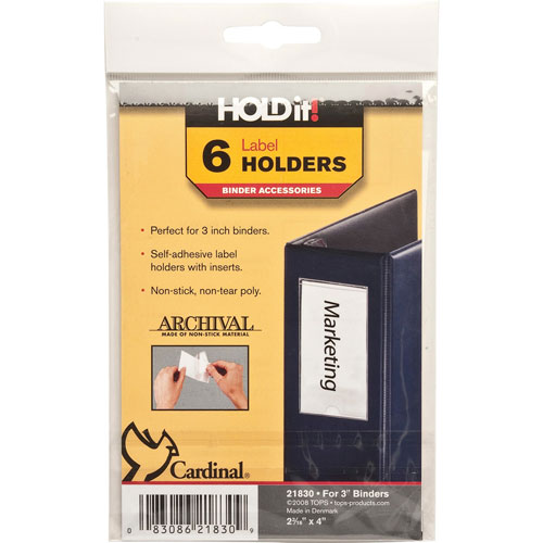 Cardinal Label Holder, 2 3/16'' x 4'', 6/Pack, Clear
