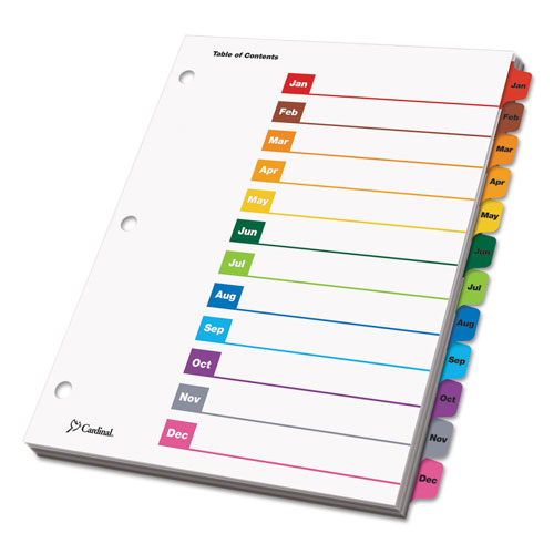 Cardinal OneStep Printable Table of Contents and Dividers, 12-Tab, Jan. to Dec., 11 x 8.5, White, 1 Set