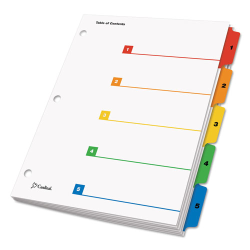 Cardinal OneStep Printable Table of Contents and Dividers, 5-Tab, 1 to 5, 11 x 8.5, White, 1 Set