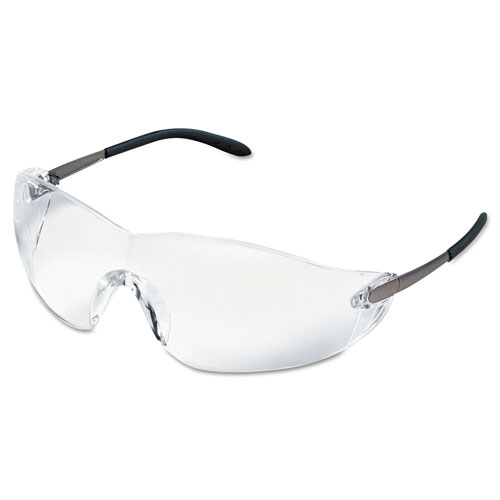 MCR Safety Blackjack Wraparound Safety Glasses, Chrome Plastic Frame, Clear Lens