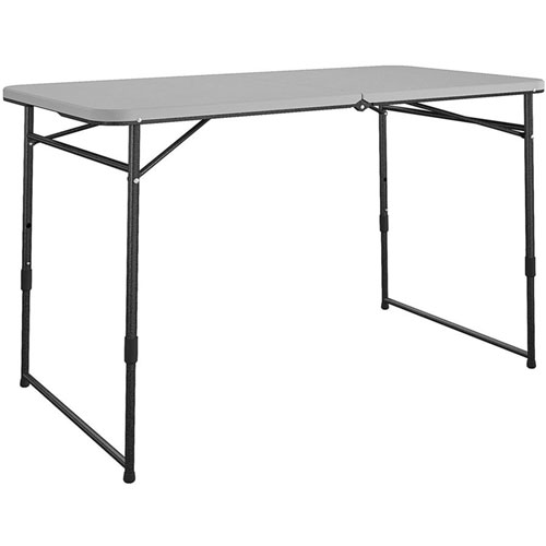 Cosco Fold Portable Indoor/Outdoor Utility Table - 48" Table Top Width x 24" Table Top Depth - 28" Height - Gray - Steel, Resin