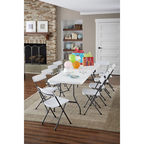 Cosco Fold-in-Half Blow Molded Table - Rectangle Top - Four Leg Base - 4 Legs - 30