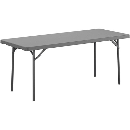 Dorel Zown Corner Blow Mold Large Folding Table - 4 Legs - 72" Table Top Width x 30" Table Top Depth - 29.25" Height - Gray - High-density Polyethylene (HDPE), Resin