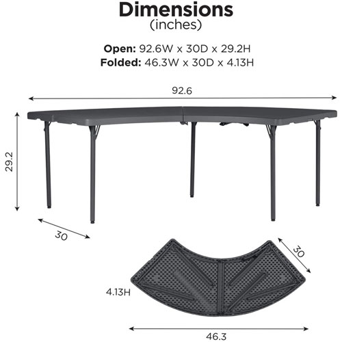 Dorel Zown Moon Commercial Blow Mold Folding Table - 5 Legs - 30