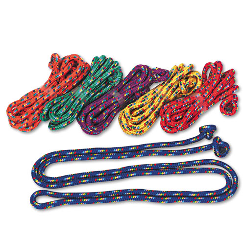 Champion Braided Nylon Jump Ropes, 8ft, 6 Assorted-Color Jump Ropes/Set