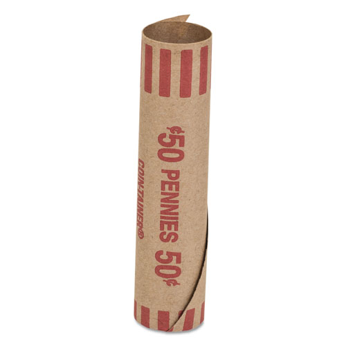 MMF Industries Preformed Tubular Coin Wrappers, Pennies, $.50, 1000 Wrappers/Box