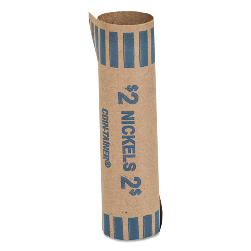 MMF Industries Preformed Tubular Coin Wrappers, Nickels, $2, 1000 Wrappers/Box
