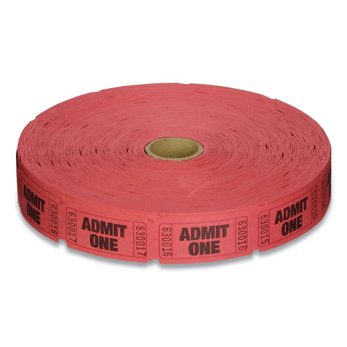 Coin-Tainer Single Ticket Roll, Admit One, Red, 2,000/Roll