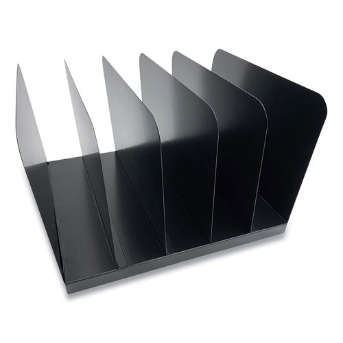 Coin-Tainer Steel Vertical File Organizer, 5 Sections, Letter Size Files, 11 x 12.5 x 7.75, Black