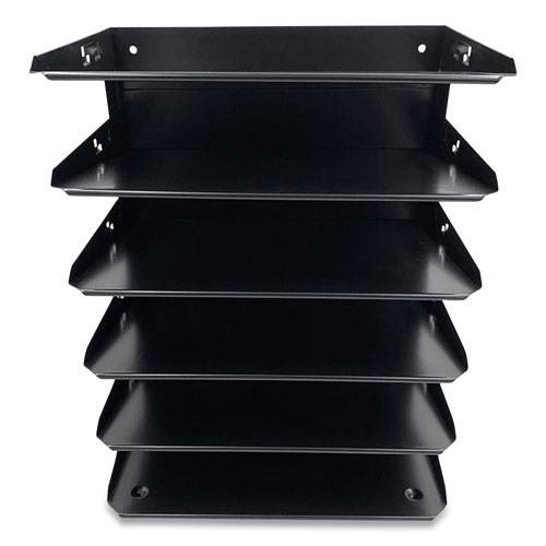 Coin-Tainer Steel Horizontal File Organizer, 6 Sections, Letter Size Files, 8.75 x 12 x 15, Black