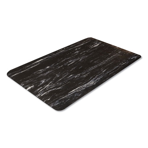 Crown Mats & Matting Cushion-Step Surface Mat, 36 x 60, Marbleized Rubber, Black