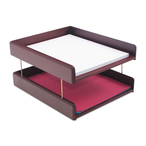 Carver Hardwood Stackable Desk Trays, 1 Section, Letter Size Files, 10.25