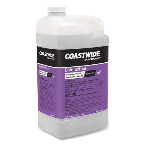 Coastwide Professional™ Disinfectant 66 Deodorizer-Virucide Concentrate for ExpressMix Systems, Unscented, 110 oz Bottle, 2/Carton
