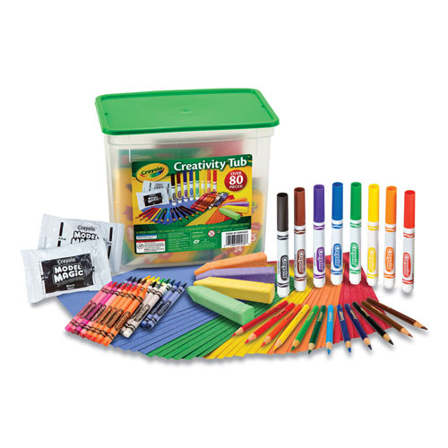 Crayola Creativity Tub, Crayons, Markers, Colored Pencils, Construction Paper, 80 Pieces