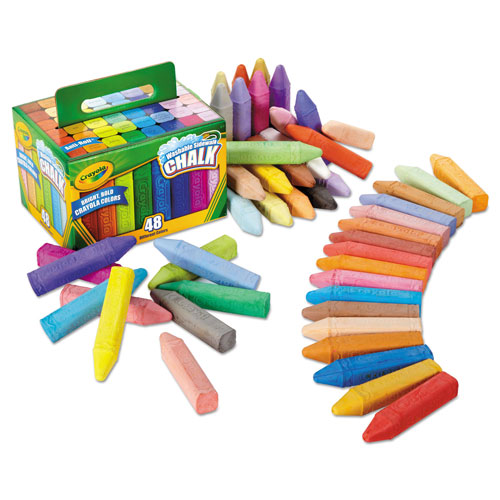 Crayola Washable Sidewalk Chalk, 48 Assorted Bright Colors, 48 Sticks/Set