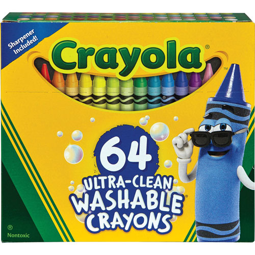 Crayola Washable Crayons, Assorted, 64/Set